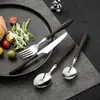 Juego de tres piezas de cuchillo, tenedor y cuchara con mango de madera estilo ins, de alto valor de color, especial para carne, cuchillo, tenedor y cuchara para el hogar, vajilla retro de estilo occidental.