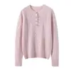 Suéter de cachemira para mujer, nuevo estilo otoño e invierno, jersey de punto trenzado vintage, top de punto suelto de cachemira de cabra de color liso