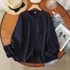 Camisa de Manga Larga de Gasa de Algodón con Cuello Redondo, Estilo Artístico Fresco, Holgada, Casual, Versátil, para Primavera y Otoño 2026