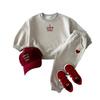 Ropa nueva de otoño para niños estilo Joker coreano, sudadera casual cómoda con letras de amor, pantalones de sudadera, traje deportivo
