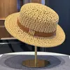 Estilo Old Money Sombrero de Copa Plano de Punto Hueco para Mujer Verano Francés Retro Sombrero de Sol para Playa Sombrilla Sombrero de Paja