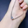 Pulseira de Água-Marinha Natural com Pedra Principal 4*6mm, Cravação em Prata S925, Processo de Galvanoplastia, Conserva a Cor e Não Desbota!
