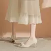 Tacones Altos de Punta Francesa con Lazo de Pedrería para Mujer Zapatos de Boca Baja Completamente de Diamante Tacón de Aguja No Cansan el Pie Zapatos de Regalo para Adultos