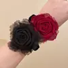 Estilo Mori Nova Flor Rosa Corda de Cabelo Menina Doce Rabo de Cavalo Elegante Corda de Cabelo Anel de Cabelo Marubeni Vintage Capa de Couro