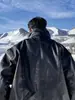 Chaqueta de Cuero para Motocicleta Estilo Retro Americano para Hombres y Mujeres, Marca de Tendencia Nueva Primavera y Otoño con un Toque de Lujo, Elegante Chaqueta de Cuero PU con Cuello Alto