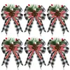 Conjunto de 6 Laços de Pinha de Natal, Decorações de Natal em Veludo Vermelho e Xadrez Preto e Vermelho, Decorações para Guirlanda de Árvore de Natal