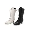 Botas Nuevas de Otoño Transfronterizas con Cordones Botines de Media Caña con Cordones Delanteros Botas de Montar con Cordones Delanteros Talla Grande Botas de Jinete Botines Casuales de Longitud Media