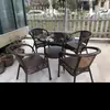 2026 Silla Nueva Respaldo de Silla Silla Imitación Ratán Set de Tres Piezas Set Combinado Mesa de Café de Ocio para Patio Respaldo de Silla Tejido de Ratán