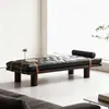 Banqueta de Lujo Ligero Estilo Italiano, Banqueta al Pie de la Cama para Dormitorio, Banqueta de Madera Maciza para Cambiar Zapatos en la Sala de Estar, Sofá Banqueta de Cuero con Diseño Vintage Acolchado de Botones