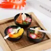 Mini Hashi de Simulação Chaveiro de Macarrão Tigela Miniatura Camarão Tempura Tigela de Macarrão Pingente de Bolsa Brinquedo de Comida Falsa