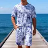 2026 Nuevo Suministro Exclusivo Transfronterizo Talla Europea Etiqueta de Cuidado de Lavado en Inglés Estilo Vacaciones de Verano Conjunto Casual Estilo Tie-dye Nuevo para Hombre