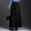 Nuevo Vestido Largo de Encaje Afelpado 2024 Falda de Tarta Línea A para Mujer Otoño e Invierno Cintura Alta Adelgazante Elegante Falda de Longitud Media