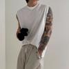 Camiseta de Color Sólido con Cuello Redondo sin Mangas MYQ para Hombre Verano Algodón Puro Chaleco Deportivo de Fitness Moda Coreana Casual