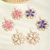 Collar Gargantilla de Metal con Goteo de Aceite Transfronterizo Europeo y Americano para Mujer, Collar de Lujo Ligero de Gama Alta, Juego de Pendientes de Flor, Joyería Simple de Nicho
