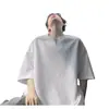 Camiseta de Verano para Hombre Cleanfit Retro Texturizada de Manga Corta Estilo Perezoso Secado Rápido Cuello en V Color Sólido Corte Holgado Versátil Manga Media