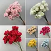Flores Artificiales 3 Cabezas Rosa Princesa Rosa Roja Flor Artificial Ramo Decorativo Material de Flores para Boda Jardín Floral Paisajismo