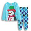 Aliexpress 2025 Outono e Inverno Novo Terno Estampado de Desenho Animado de Natal Europeu e Americano Conjunto de Roupa de Casa Infantil