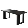 Mesa larga de madera maciza negra con múltiples franjas verticales, adecuada para usar como mesa de té, mesa de comedor o escritorio de oficina - una mesa larga versátil y multifuncional para uso doméstico