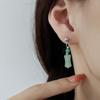 Pendientes de Cristal de Melocotón de Zhao y Fresa Moda Nacional Retro Pendientes Antiguos Joker Gancho de Oreja de Perla Redonda Pendientes Pequeños de Jade