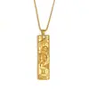 Collar Colgante Cuadrado con Incrustaciones de Diamantes del Zodiaco Doce Constelaciones Estilo Vintage Popular Europeo y Americano para Mujer, Joyería de Acero de Titanio Dorado de 18 Quilates