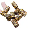 Ágata Weathered Tianzhu de Tres Ojos Lutong Jade Perlas Sueltas Diente Ágata Amarillo Perlas de Barril Columna Recta Tubo Recto Accesorios de Joyería Perlas