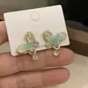 Brincos de Tarraxa com Laço Doce e Pérolas Micro-Embellished com Design Estiloso, Brincos Cuff Franceses Delicados para Mulheres, Brincos Populares para Live-Stream e Acessórios de Orelha