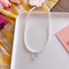 Nuevo Collar Blanco de Perlas de Imitación Simple para Niños Verano Cadena para Clavícula Brillante de Corazón de Princesa Collar para Niña Joyería