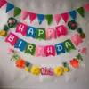 Selva Tropical Flamenco Bandera Tela No Tejida Piña Cactus Guirnalda de Cumpleaños Vacaciones Hawaianas Tema Venta al por Mayor