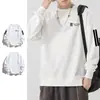 Sudadera de otoño e invierno para hombre, holgada y gruesa, sin capucha, cuello redondo, manga larga, talla grande, moderna y versátil