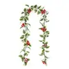 Vides Artificiales Rojas de Navidad Venta Caliente Transfronteriza Vides de Plantas Artificiales Verdes Vides de Hojas Navideñas Decoración al por Mayor Amazon