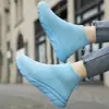 Zapatos de malla tejida transpirable de un solo paso para gente perezosa, para parejas, hombres y mujeres, exteriores, ligeros, absorción de impactos, talla grande, zapatos tipo calcetín