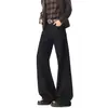 Jeans Preto Original Micro-Flare High Street Americano para Homem Tendência Outono Marca Clean Fit Perfeito para Emagrecer Perna Reta Calça Longa
