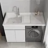 Armario de Aluminio para Lavandería de Balcón tipo Panal con Lavabo Integrado y Gabinete para Lavadora de Tambor Baño Gabinete de Baño