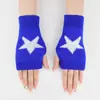 Guantes de lana tejidos de doble capa estilo coreano sin dedos invierno lindos estrella de cinco puntas cálidos guantes de dedos abiertos venta al por mayor de fábrica