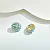 Aretes Redondos Vintage Estilo Francés Turquesa con Perlas Pequeñas, Ambiente de Vacaciones, Atmósfera Marina, Plata 925, Suministro Transfronterizo