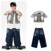 Ropa de Moda para Niños de Danza Urbana Ropa para Niños Genial y Guapo Ropa para Actuación de Batería Hip-Hop para Niños Hip-Hop Holgada para Verano
