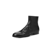 Botas Cortas de Piel Genuina de Alta Calidad Estilo Británico para Commuter de Primera Capa de Piel de Vaca Slim Invierno 2025 Cómodas de Tacón Bajo Grueso Punta Redonda Botas Cortas de Piel Genuina para Mujer