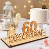 Madera Transfronteriza 60 Aniversario de Boda Adornos Decoración de Mesa Regalo de Dinero Primer Cumpleaños Logotipo Digital de Madera