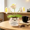 Muñecas de plantas tejidas a mano transfronterizas, decoraciones de plantas tejidas, flores artificiales de ganchillo para fiestas