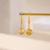 Pendientes Geométricos de Cristal Natural Plateado Yilu Plata de Ley S925 Cristal Amarillo Torre Bolas Chapadas en Oro Pendientes con Gancho Redondo Listos en Stock
