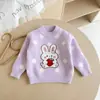 Suéter de Lunares para Niña Otoño e Invierno Grueso Estilo Coreano Suéter para Bebé Dibujo de Conejo Ropa de Punto Cálida y Elegante para Niños
