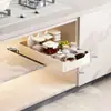 Prateleira de armazenamento de cozinha retrátil, caixa de armazenamento de temperos estilo gaveta para dentro do armário, cesta retrátil estreita para o vão sob a pia