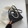 Bolsa de mão moderna 2022 estilo ocidental bolsa pequena Diana bolsa de ombro bordada com losangos de pérola bolsa transversal feminina estilo ocidental da moda