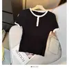 Suéter Hueco de Punto de Manga Corta con Cuello Redondo de Color Dulce Dopamina para Mujer Verano Nuevo Top Adelgazante que Reduce la Edad para Mujer