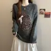 Cárdigan de Punto con Cuello Alto y Patrón Argyle Retro Estilo Academia para Mujer, Abrigo Juvenil con Parches de Cuadros Bordados para Otoño e Invierno con un Toque de Alta Gama