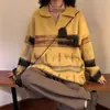 Suéter Retro Americano de Moda con Bloques de Color Degradado Estilo Perezoso para Hombres y Mujeres Pareja Casual Chaqueta de Punto con Bloques de Color