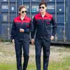 Traje de Roupa de Trabalho de Manga Comprida para Primavera e Outono para Homens e Mulheres, Roupa de Proteção do Trabalho com Patch no Ombro, Uniformes de Oficina de Fábrica, Roupa de Trabalho para Reparo Automotivo, Resistente a Manchas e Desgaste