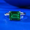 Anillo de Pagoda Rectangular Longlong Gold Live Nuevo Plata S925 Estilo Minimalista Circonita Verde 7*9mm Modelo Transfronterizo Europeo y Americano para Mujer