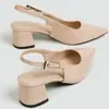 Sandalias de Cuero Genuino de Punta Abierta con Tacón Grueso, Punta Fina Francesa, Corte Bajo, Cómodos Zapatos de Tacón Alto Individuales, Venta al por Mayor, Transfronterizos Europeos y Americanos, para Mujer