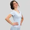 Novo Top Esportivo Fitness Corrida Yoga Slim Respirável com Decote V de Pêssego da Juyitang para Mulheres